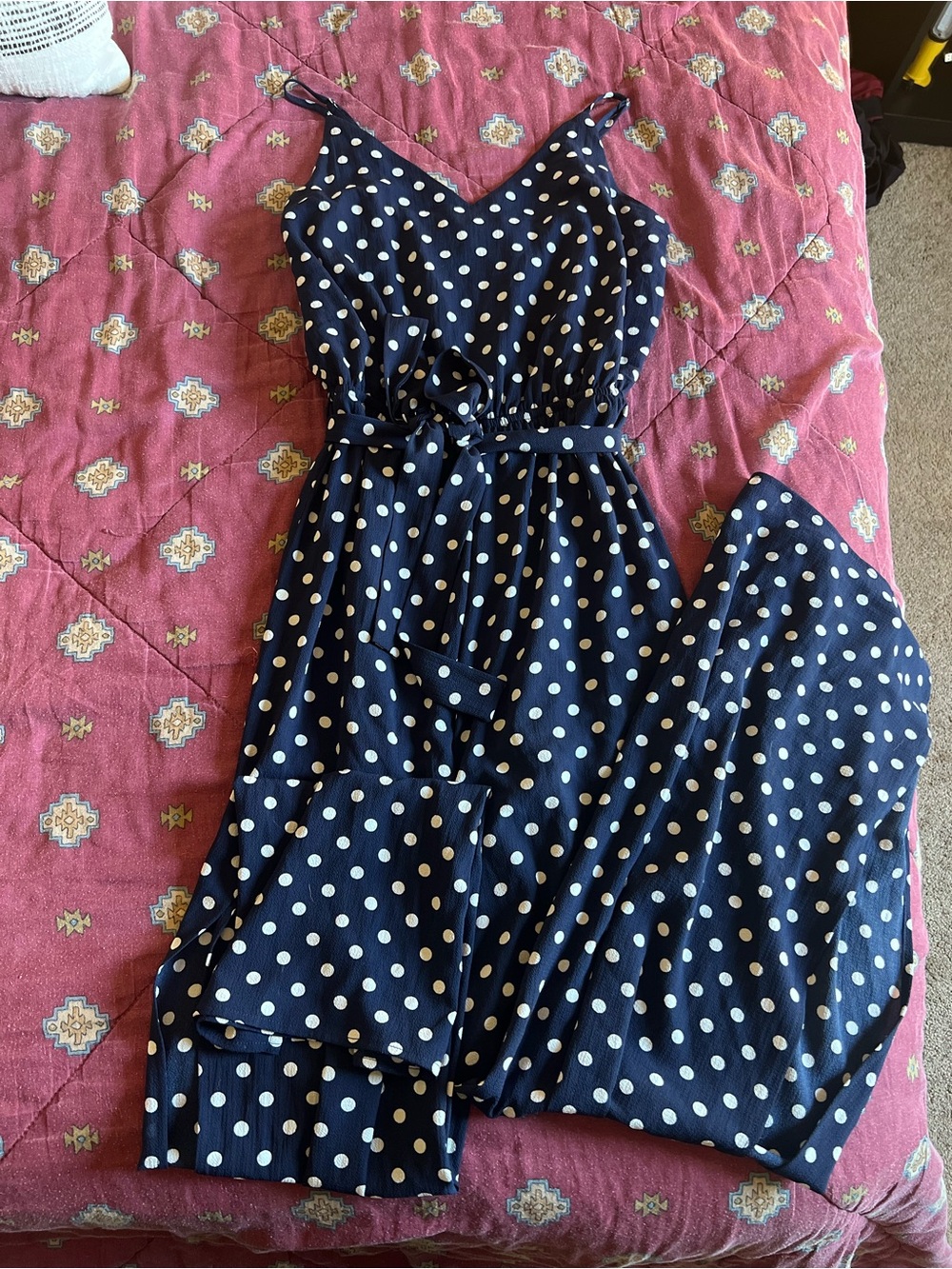 Navy Polka Dot Jumpsuit